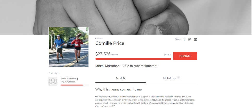 Camille Races for Melanoma