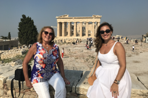 Gail and her daughter in Greece
